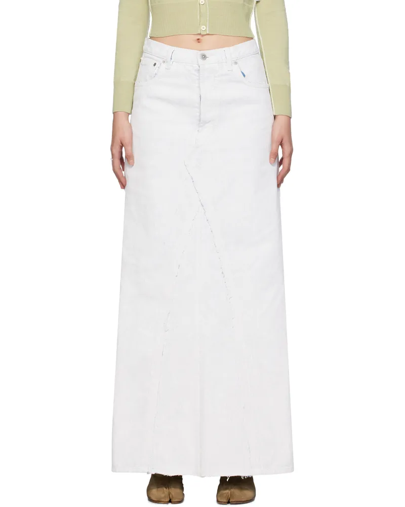 Maison Margiela White Painted Denim Maxi Skirt 967