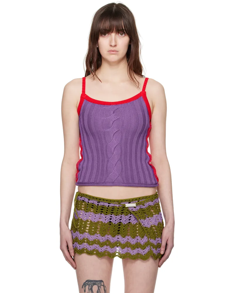 Edward Cuming Purple & Red Cable Tank Top Purple-red