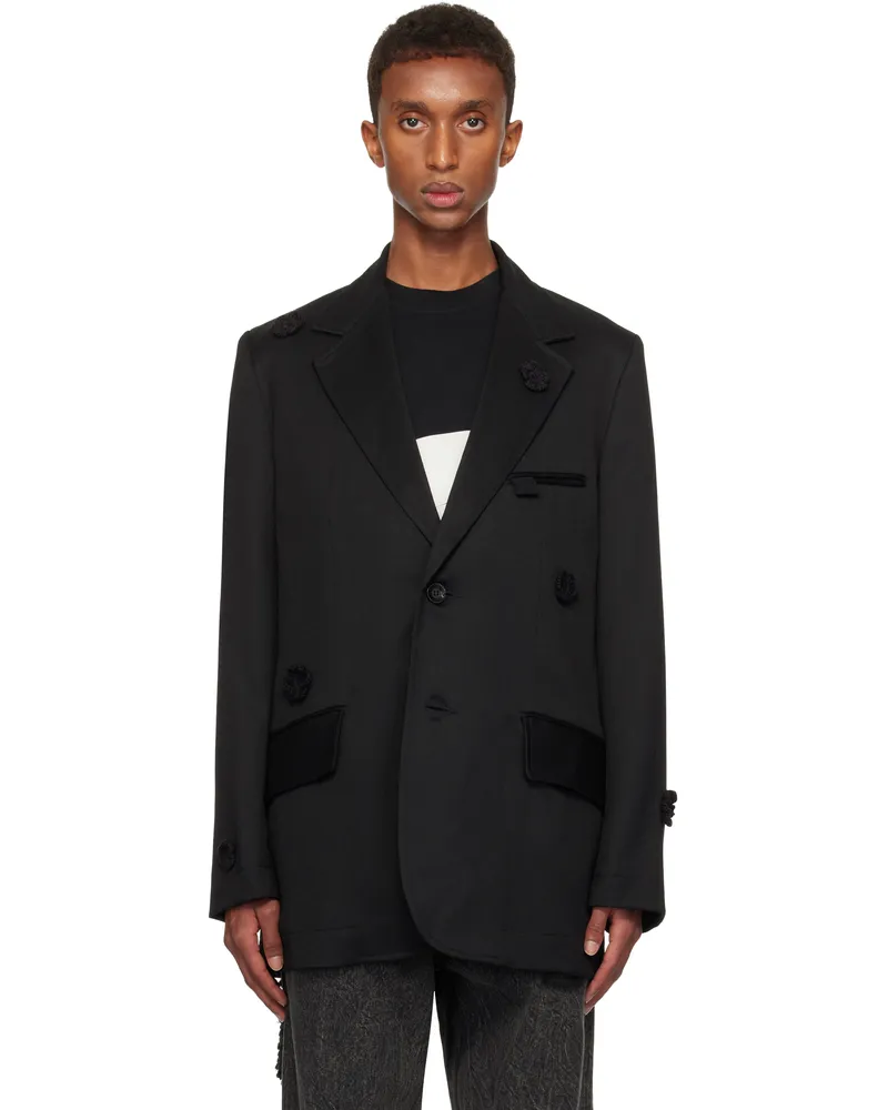 Song For The Mute Black Daisy Oversized Blazer Black