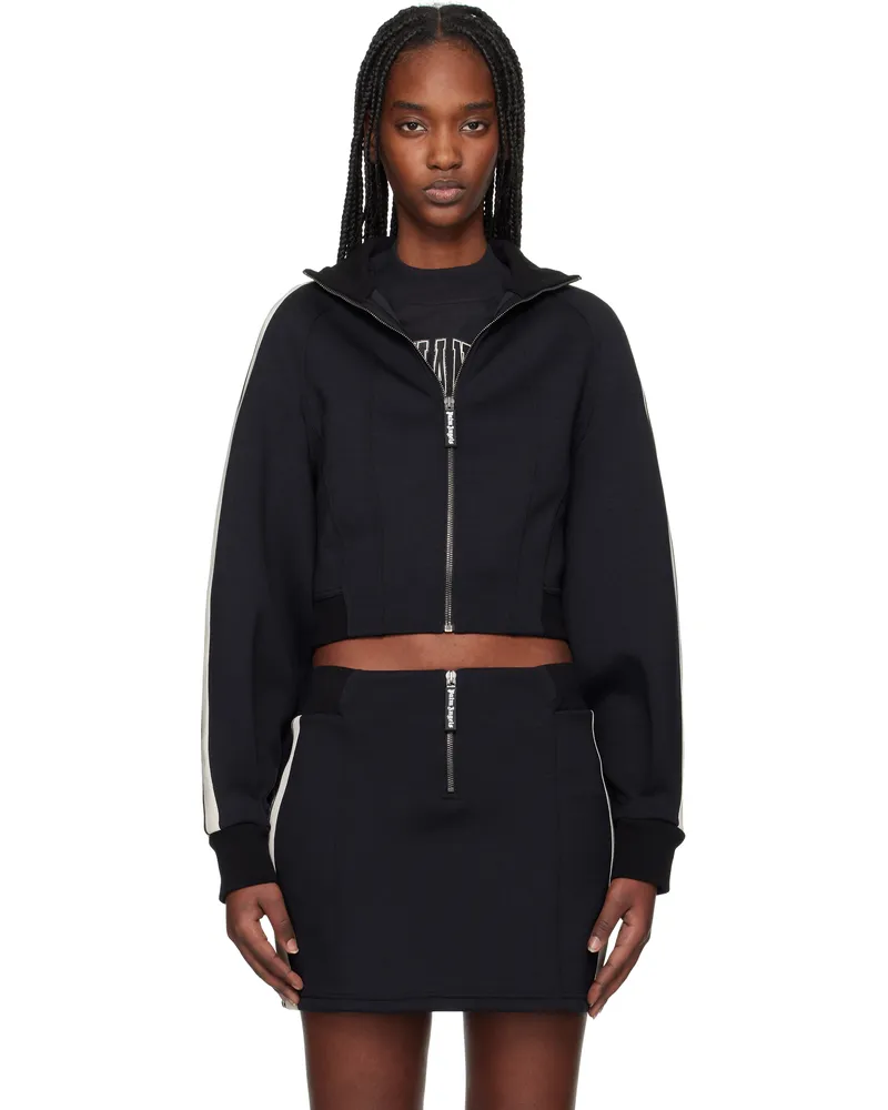 Palm Angels Black Neoprene Cropped Track Jacket Black