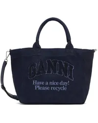 Ganni Navy Small Shopper Tote Dark