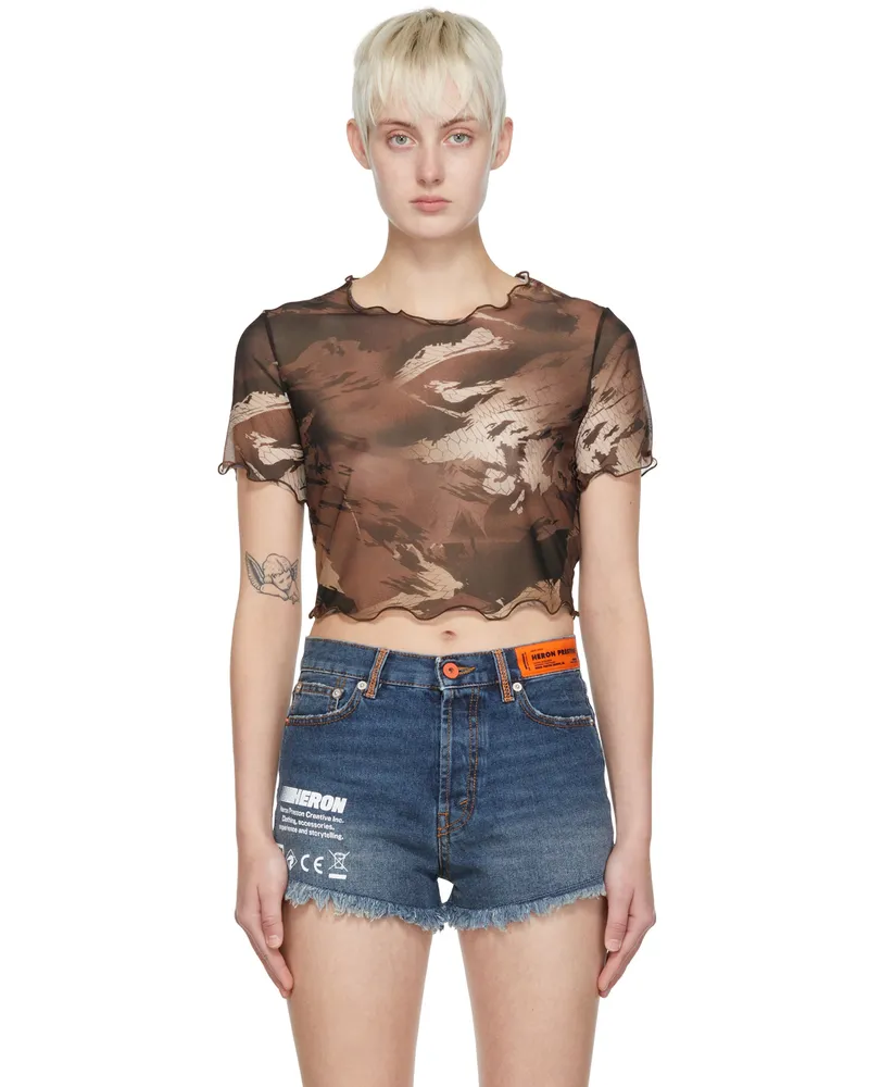 Heron Preston Brown Nylon T-Shirt 400