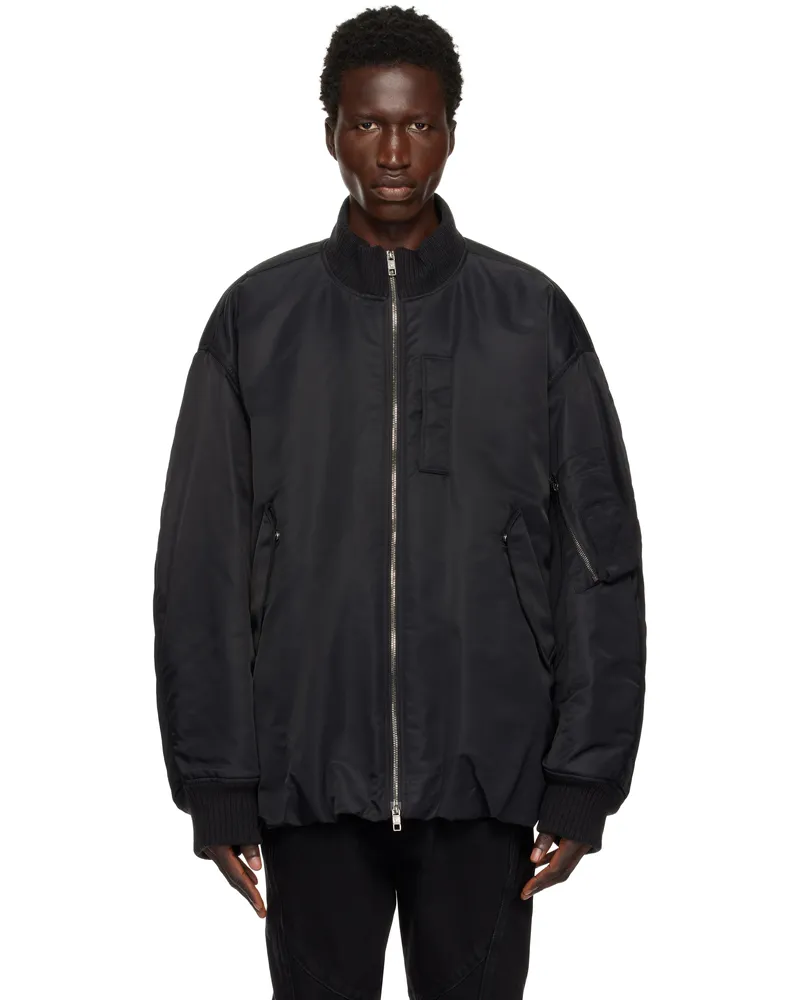 Wooyoungmi Black Over Fit MA-1 Bomber Jacket 938b