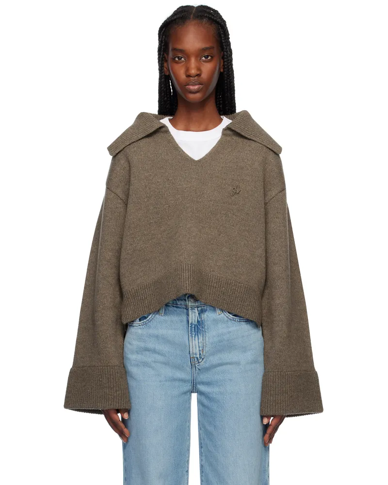 Axel Arigato Brown Clio Cropped Sweater Dark