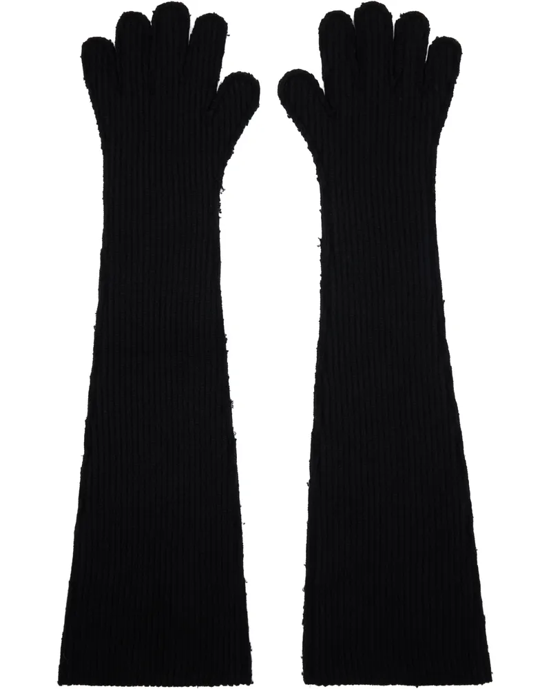 Marni Black Oversized Wool Gloves 00n99