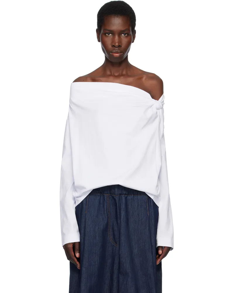 Dries van Noten White Off-Shoulder Top 001
