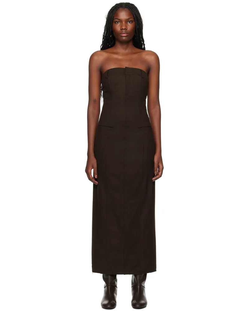 GIMAGUAS Brown Broadcloth Maxi Dress Brown