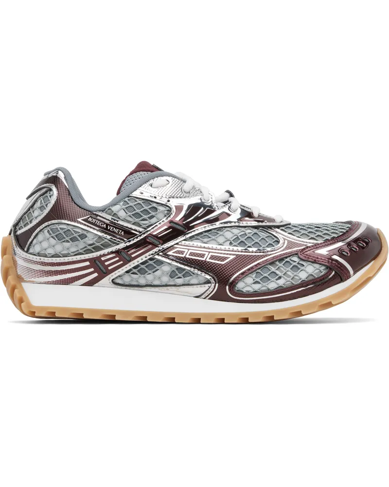 Bottega Veneta Burgundy & Silver Orbit Sneakers 2244