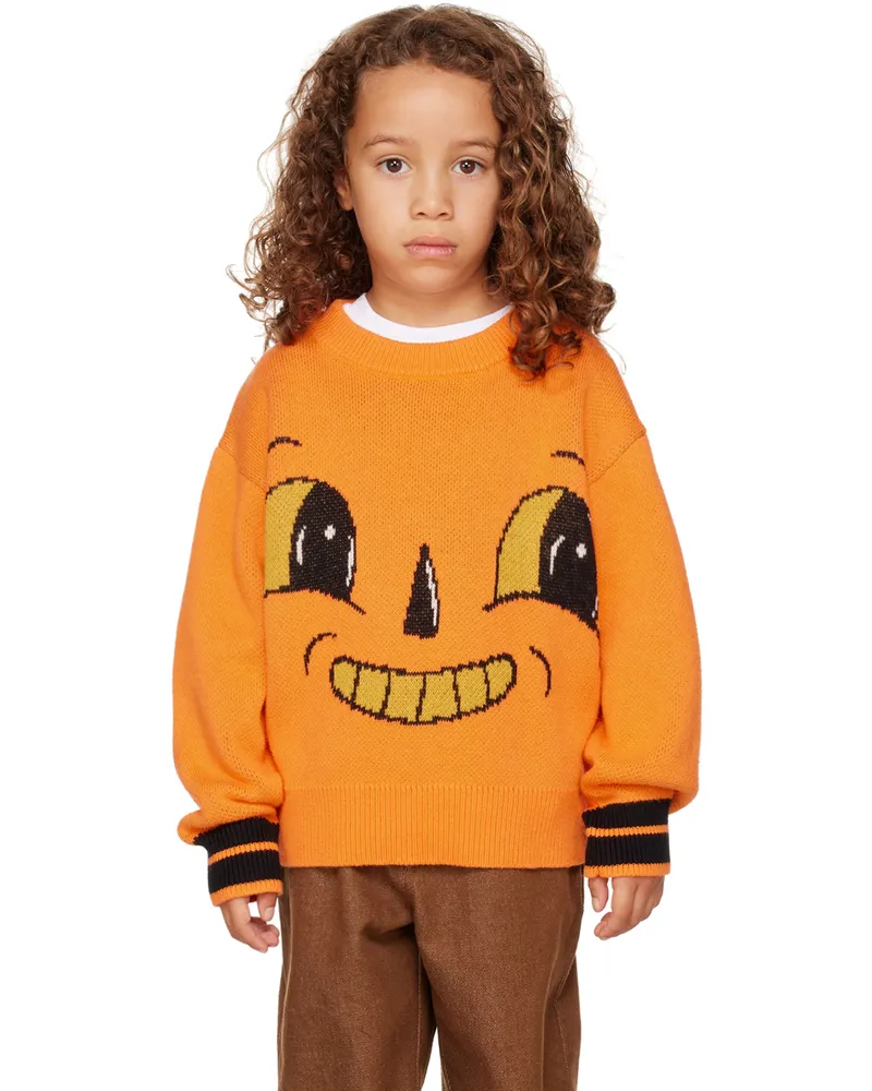 Perks and Mini SSENSE Exclusive Kids Orange Jack-O-Lantern Sweater Orange