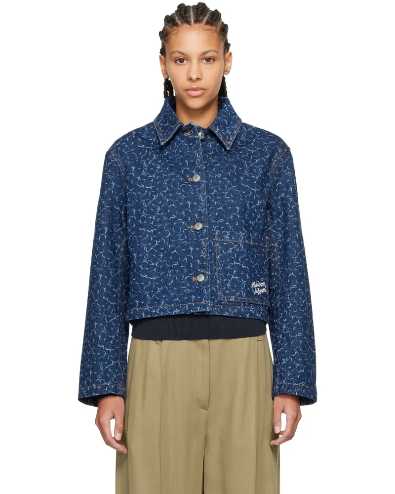 Kitsuné Navy Cropped Denim Jacket O010