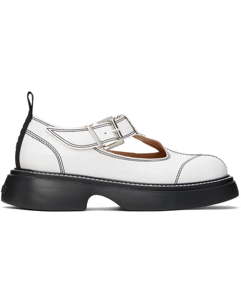 Ganni White Everyday Buckle Mary Jane Loafers 135
