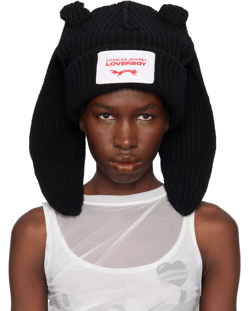 Charles Jeffrey Loverboy Black Chunky Rabbit Beanie Black