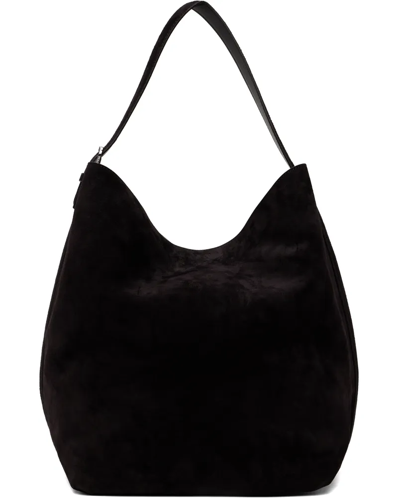 Totême Black Belted Suede Tote Espresso