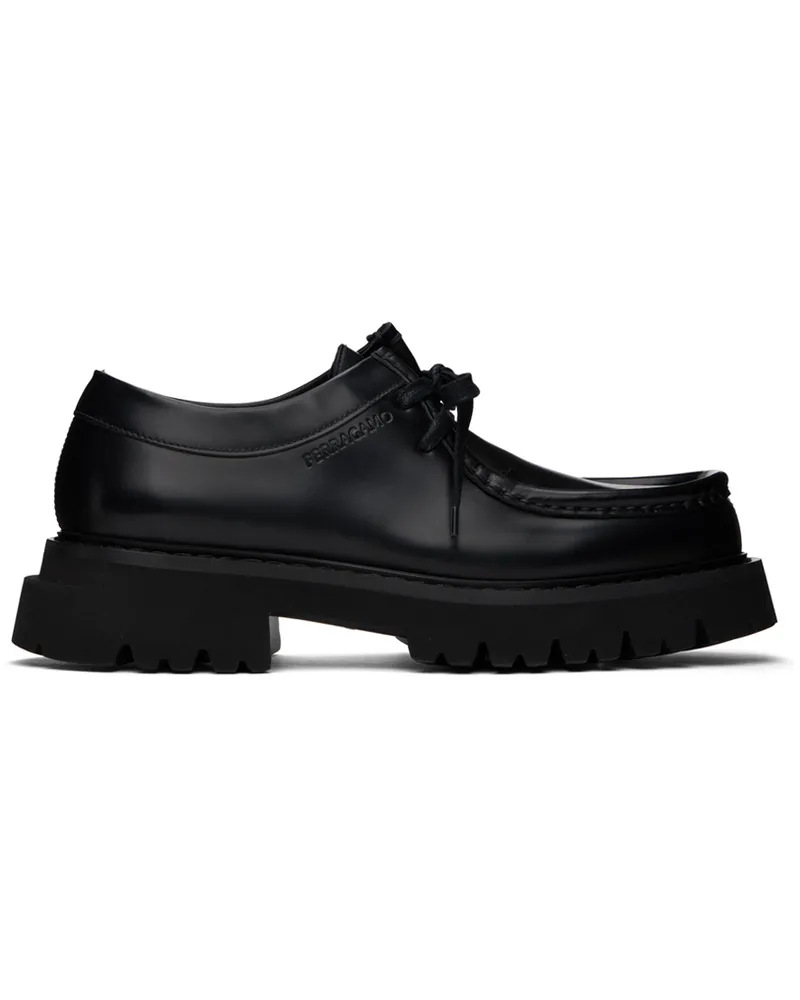 Ferragamo Black Lace Up Derbys Nero