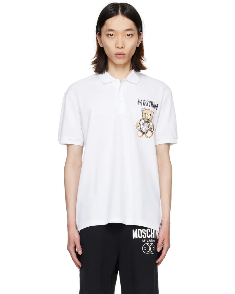 Moschino White Printed Polo A1001