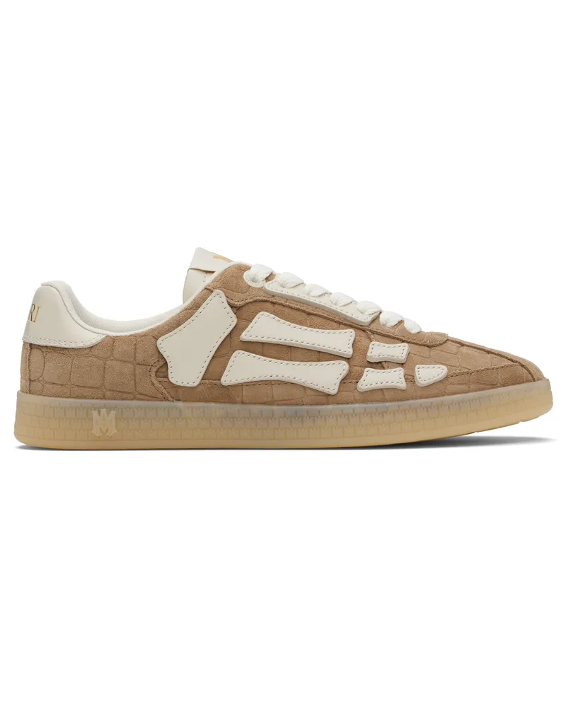 Amiri Brown Croc Debossed Pacific Bones Sneakers Malt