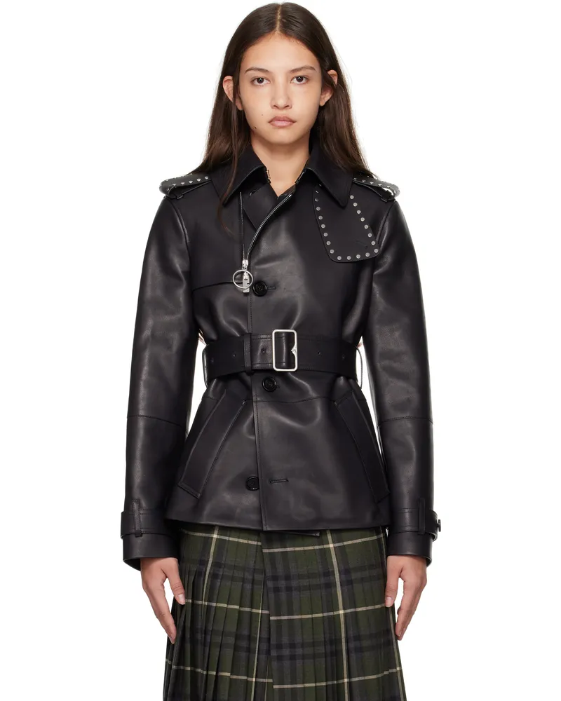 Burberry Black Trench Leather Jacket Black