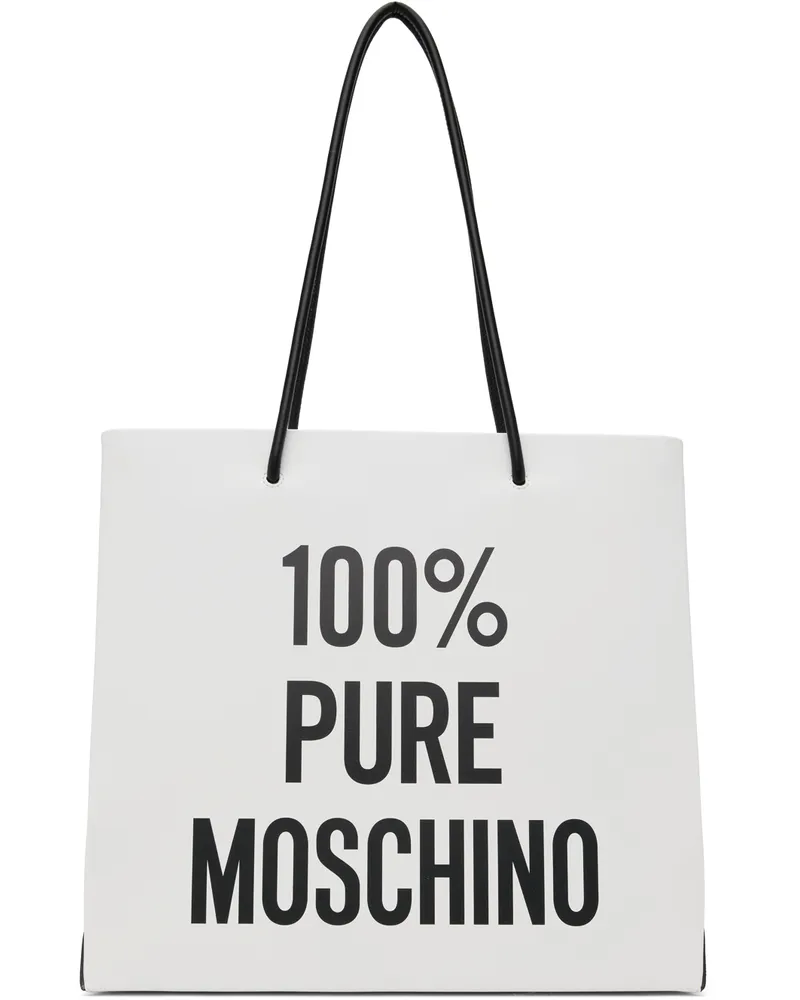 Moschino White '100% PURE MOSCHINO' Tote A2001