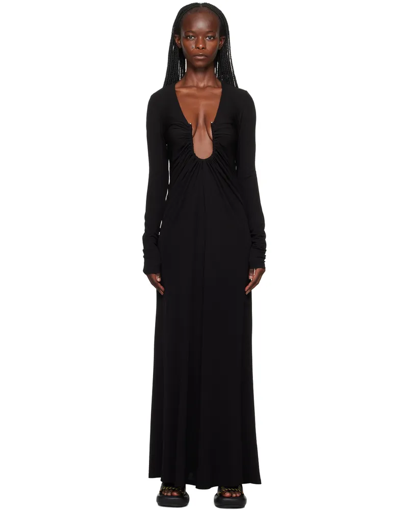 Christopher Esber Black Arced Palm Maxi Dress Black