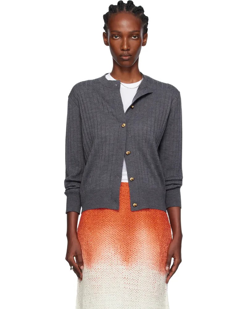 Bottega Veneta Gray Wool Rib Cardigan 1370