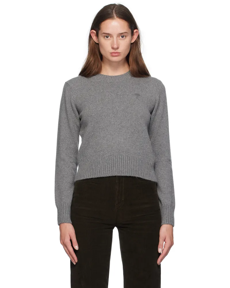 AMI Paris Gray Cashmere Ami de Cœur Sweater Light