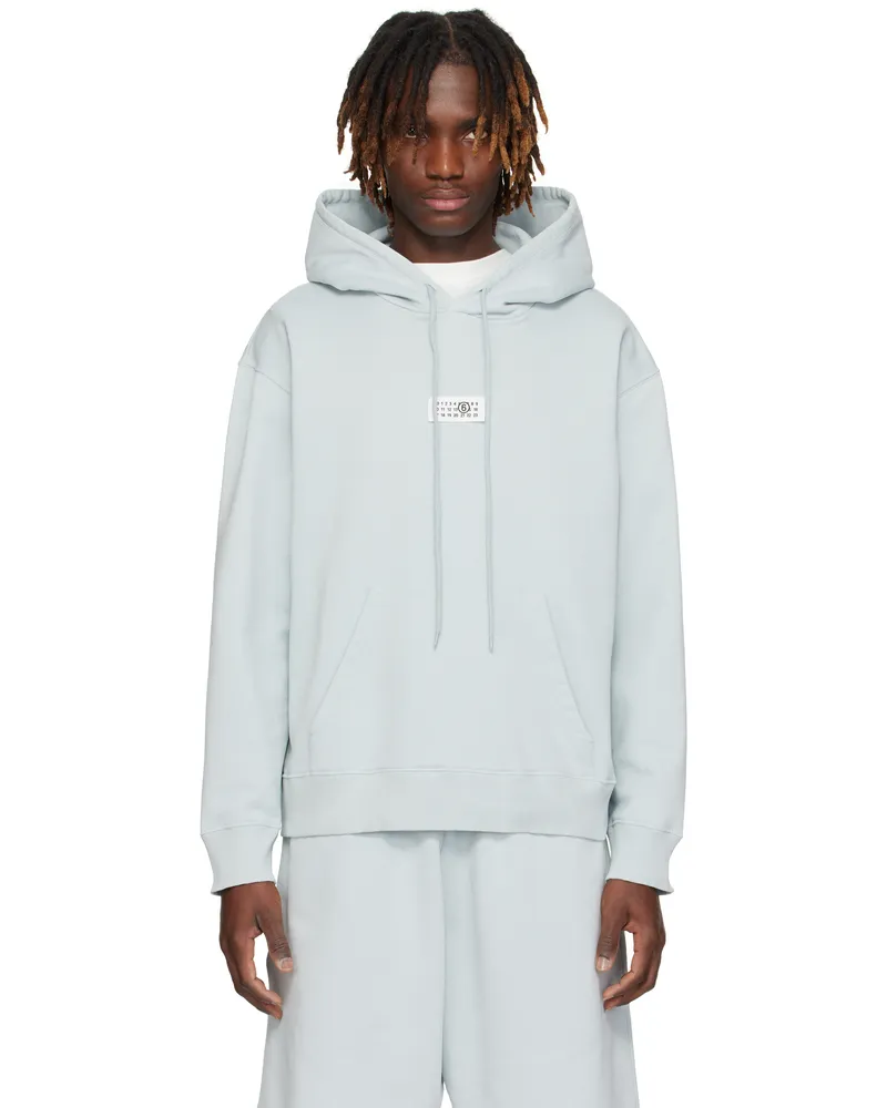 Maison Margiela Blue Unbrushed Cotton Hoodie 500