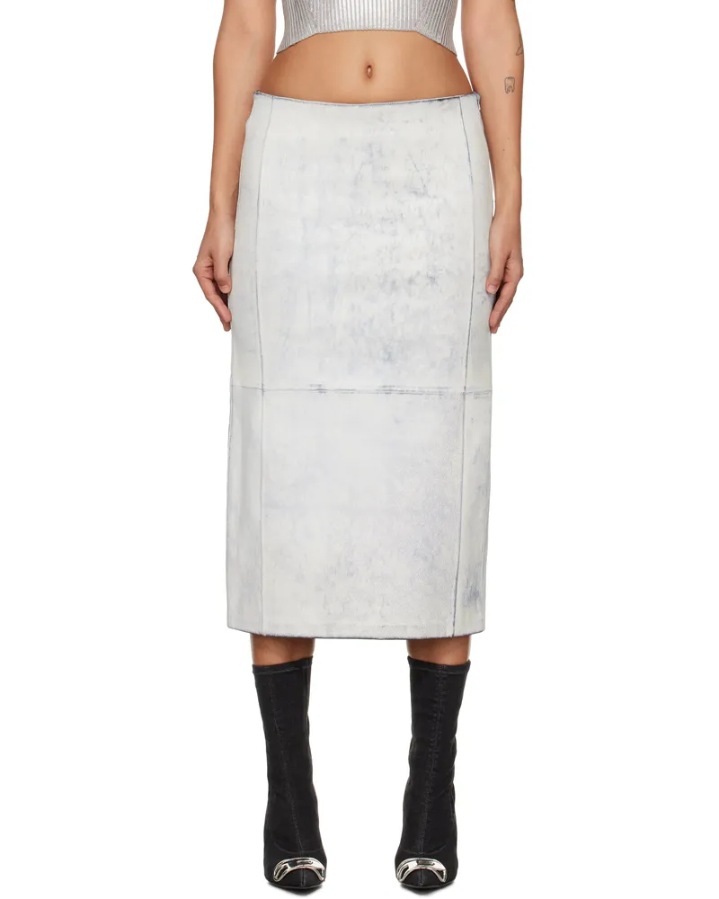 Diesel White L-Ily Leather Midi Skirt 9xxa