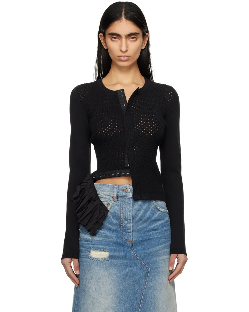 Maison Margiela Black Detachable Knit Woven Mix Cardigan 900