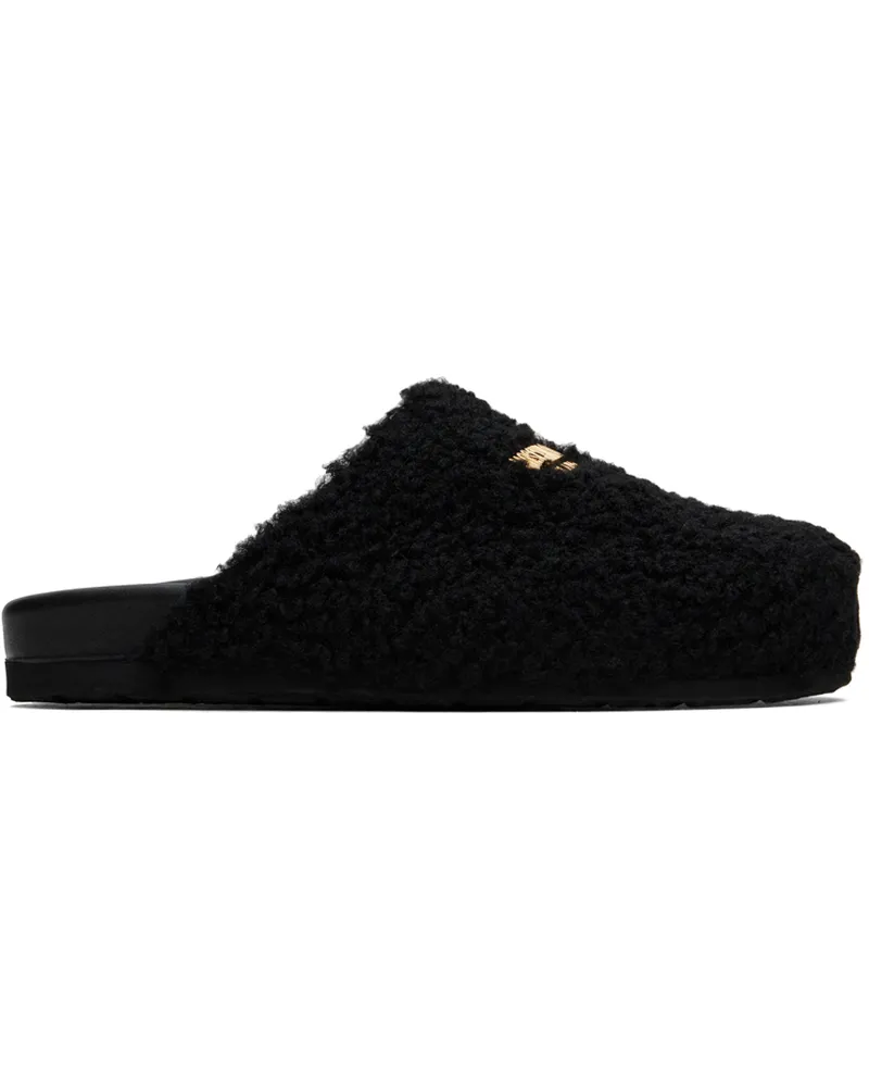 Moschino Black Shearling Slippers 000