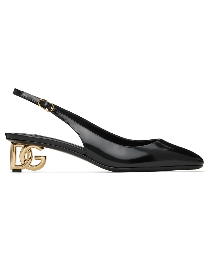 Dolce & Gabbana Black Patent Leather Slingback Heels 80999