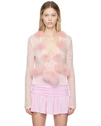 Blumarine Pink Feather Cardigan Npowder