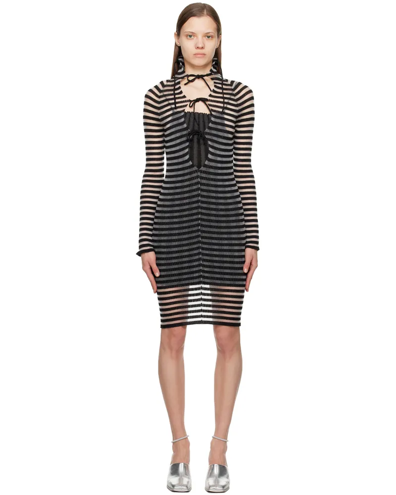 A. ROEGE HOVE Black & White Ivy Midi Dress Black