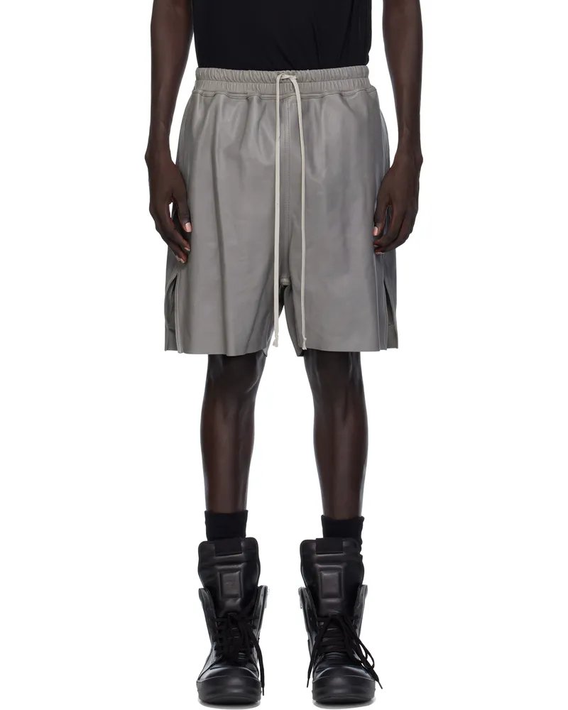 Rick Owens Gray Concordians Boxers Leather Shorts 06