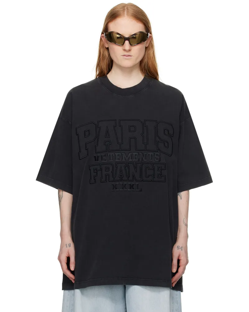 VETEMENTS Black Metalized Wrinkled 'Not Mom's Favourite' T