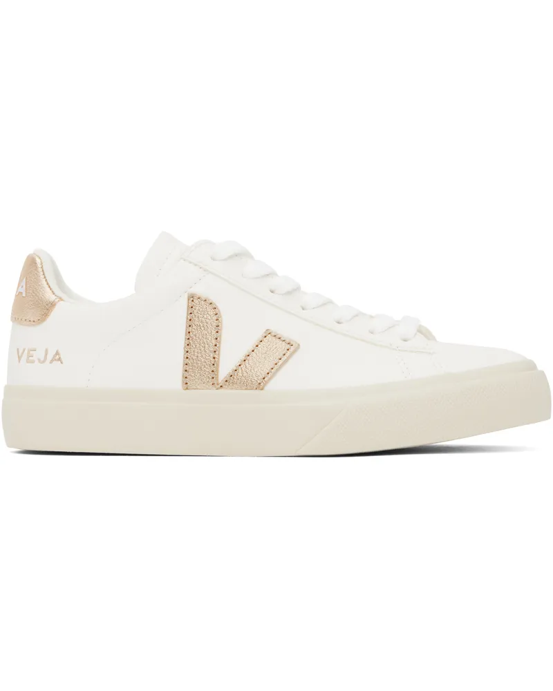 VEJA White & Gold Campo Leather Sneakers Extra-white_platine