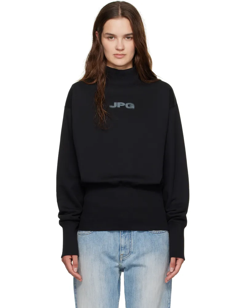 Jean Paul Gaultier Black Cropped Crew Neck 'JPG' Sweatshirt 0004