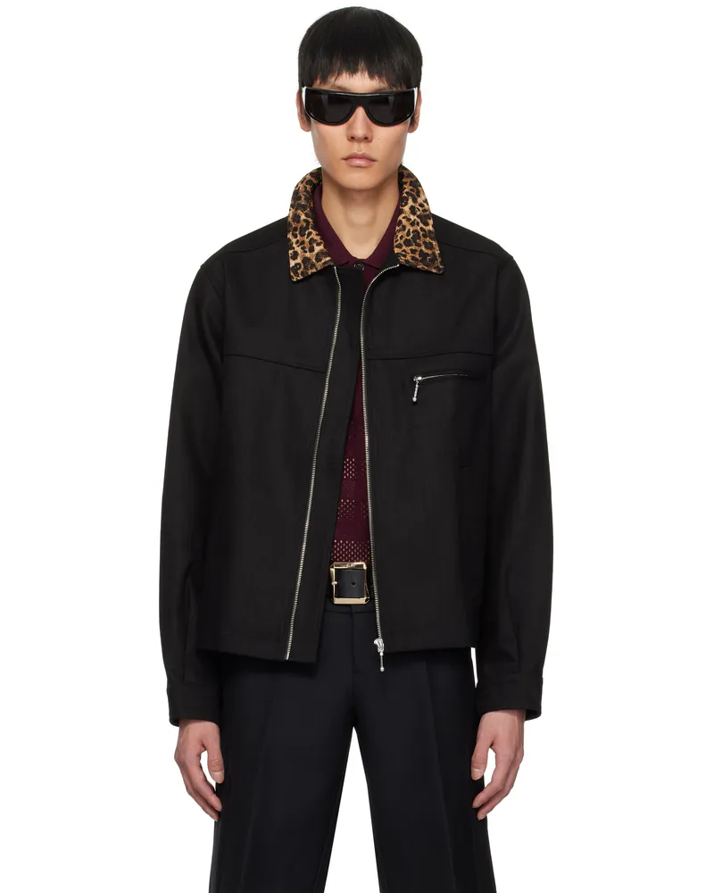 Ernest W. Baker Black Organic Denim Utility Jacket Black
