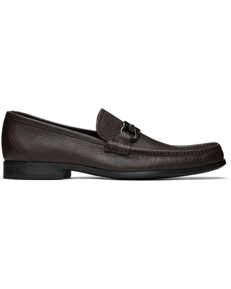Ferragamo Brown Gancini Ornament Loafers Hickory