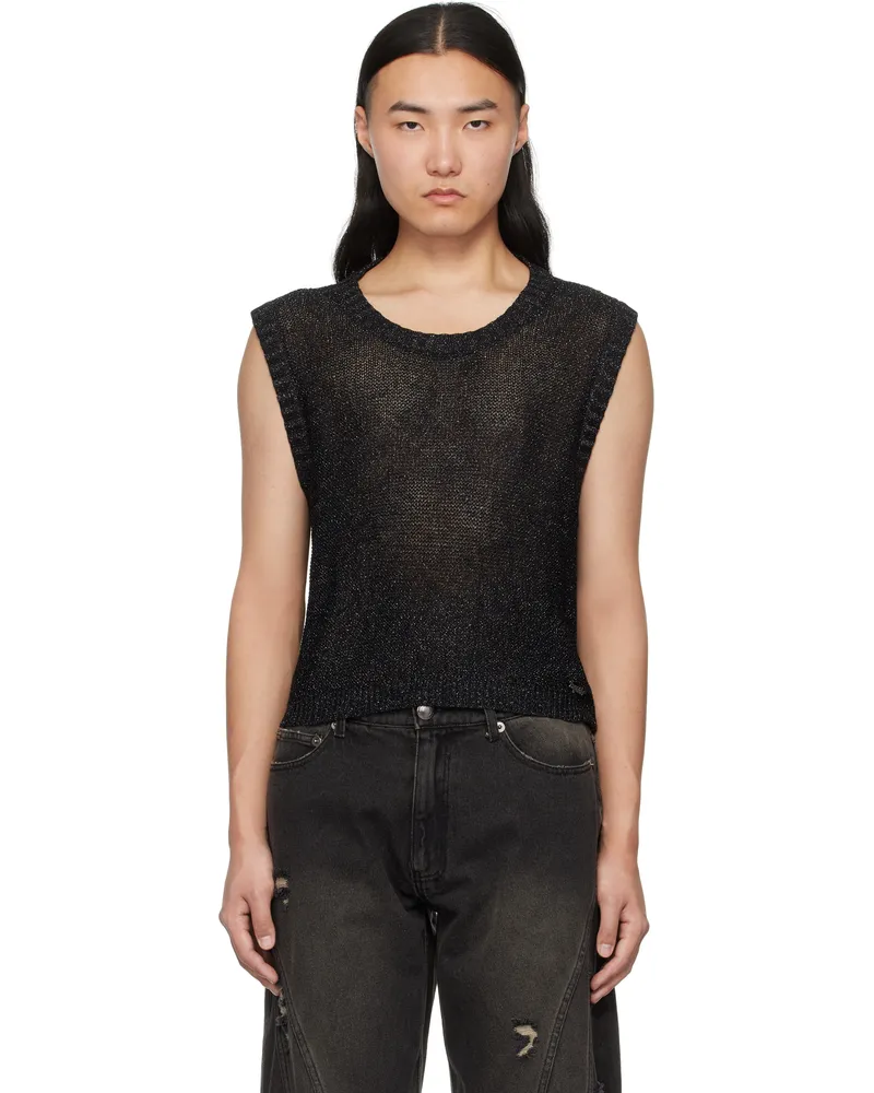 lesugiatelier Black Glitter Net Vest Glitter_black