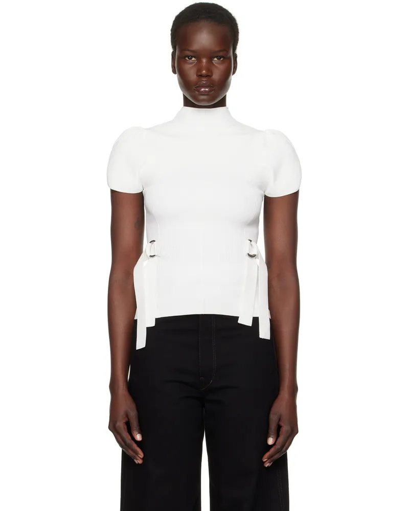 3.1 phillip lim Off-White Compact Rib Tulip Top Ivory