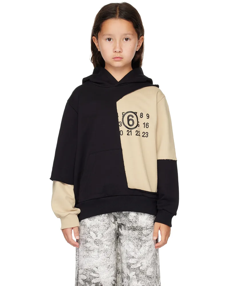 Maison Margiela Kids Black & Beige Patchwork Hoodie M6c27