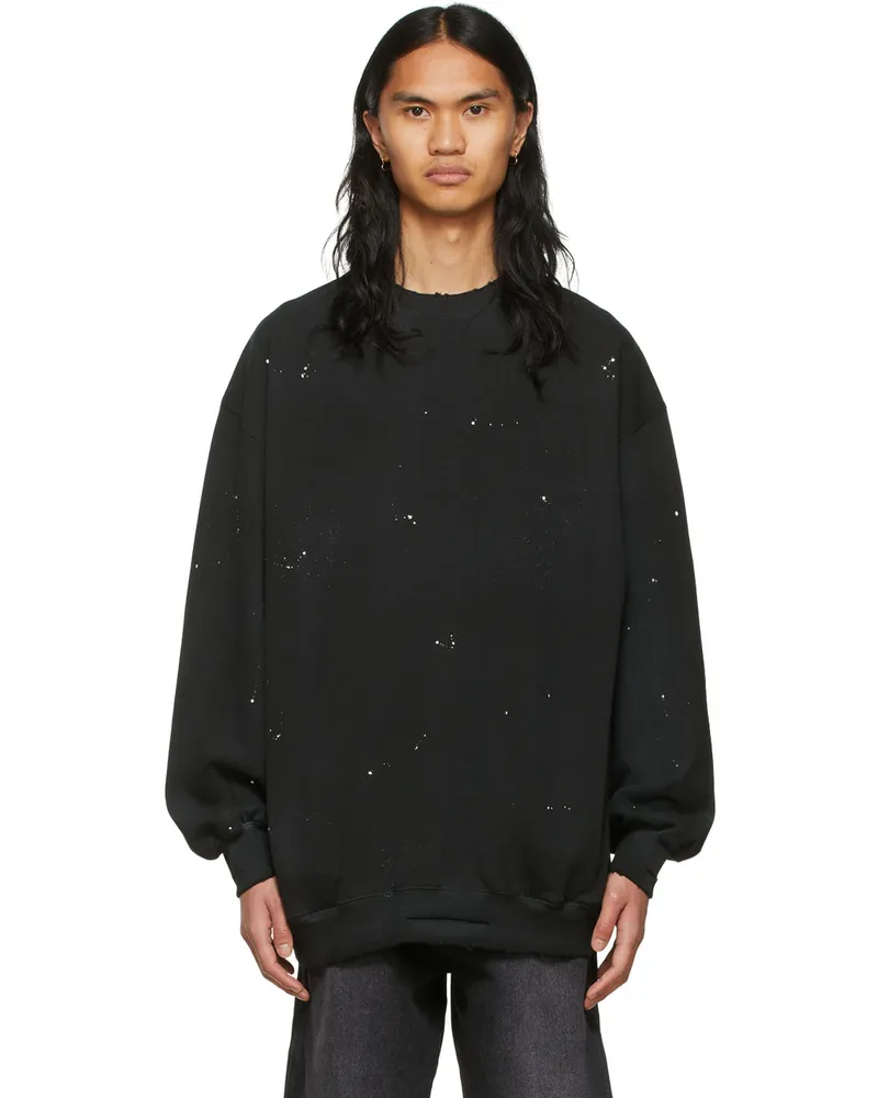 WE 11 DONE Black Cotton Sweatshirt Black