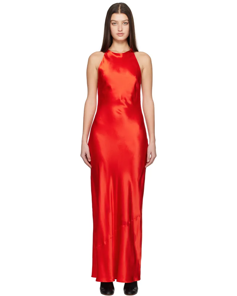 Silk Laundry Red High Low Maxi Dress Geranium