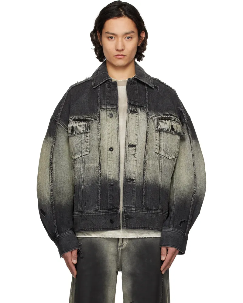Feng Chen Wang Black Gradient Denim Jacket Black