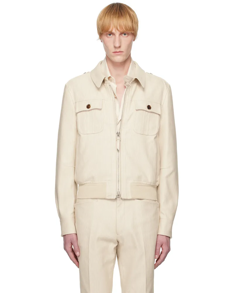 Tom Ford Beige Summer Cord Battle Jacket Sand