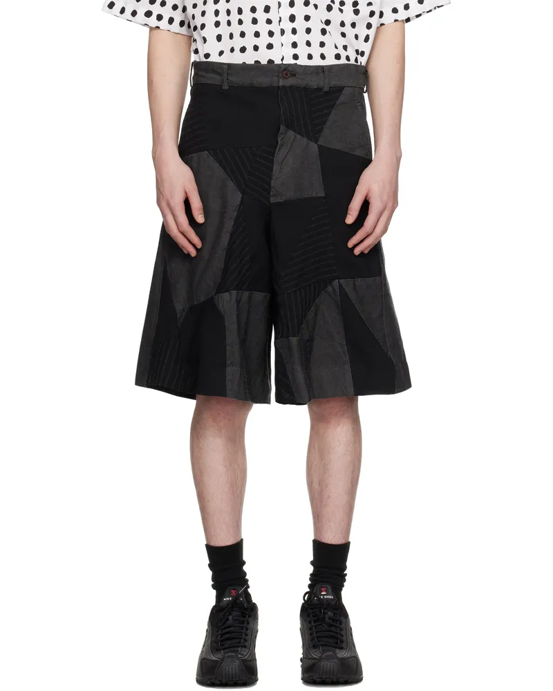 Comme des Garçons Black Gabardine Patchwork Shorts 1