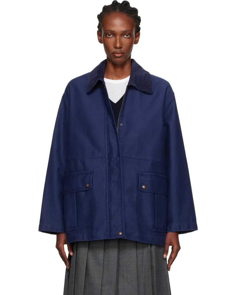 Nothing Written Blue Mole Skin Hunting Cotton Jacket Blue