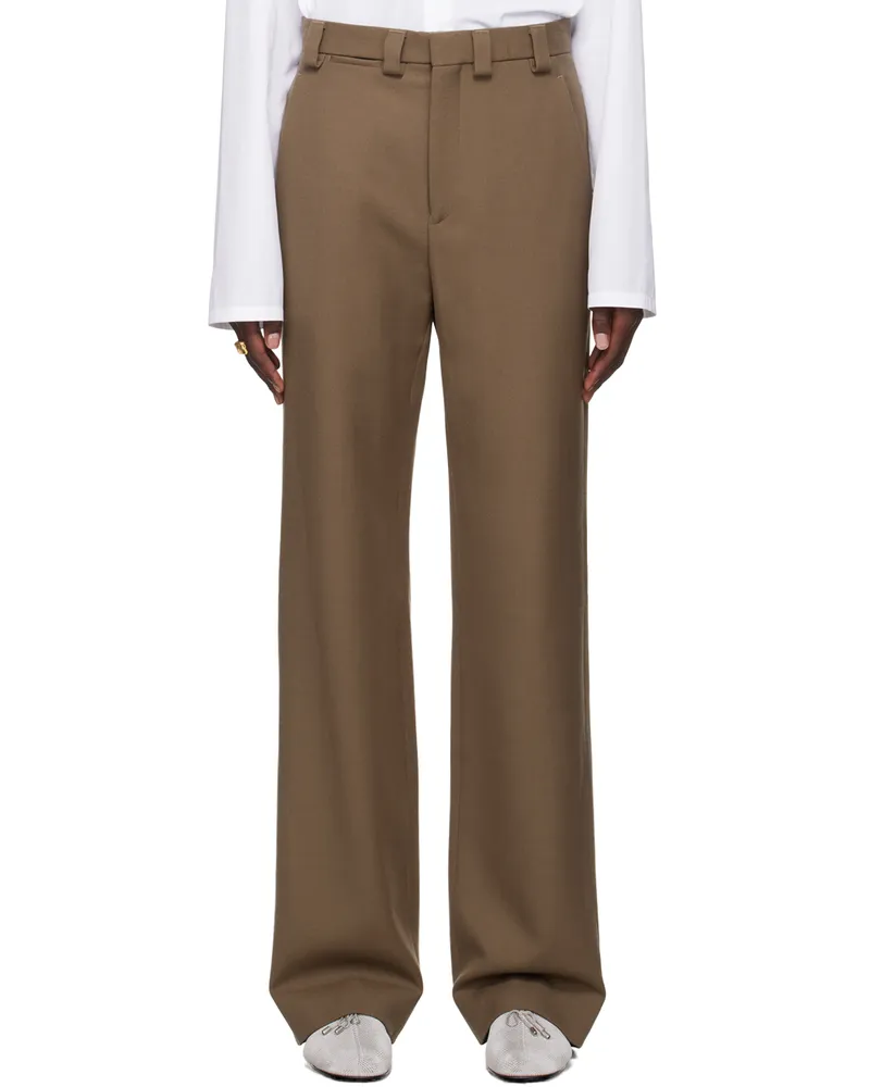 Rier Brown Virgin Wool Trousers Castoro