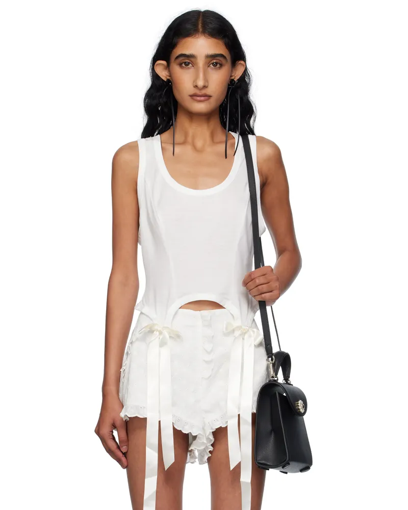 Simone Rocha Off-White Bow Tail Easy Tank Top Ivory