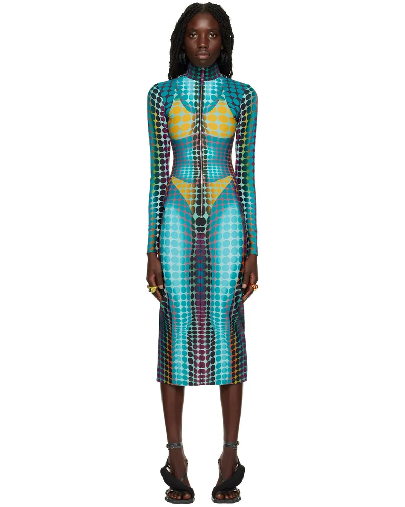 Jean Paul Gaultier Blue Dots Midi Dress 502710-blue